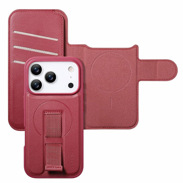CASENEO iPhone 17 Pro Plånboksfodral RFID Blocking Konstläder - Röd