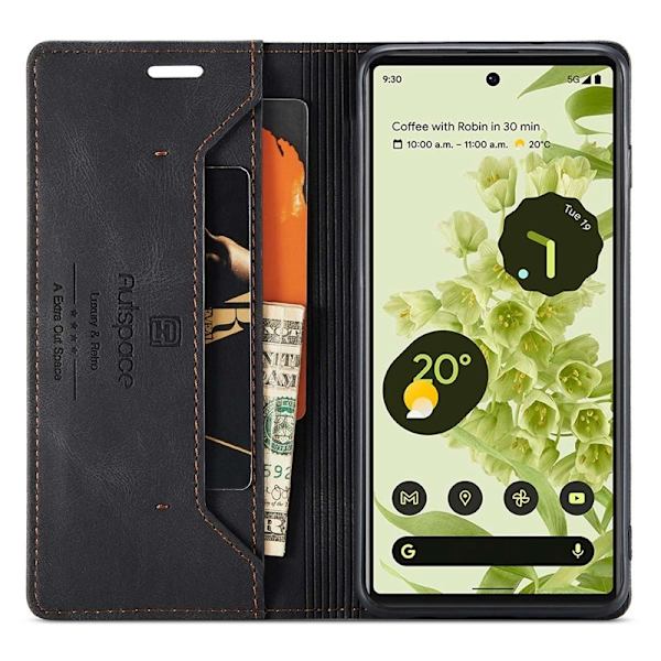 AUTSPACE A01 Google Pixel 6 Plånboksfodral Konstläder - Svart