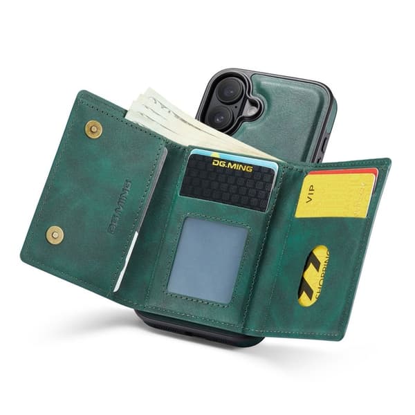 DG.MING M6 Series Mobilskal till iPhone 17 Magnetiskt Plånboksfodral Grön