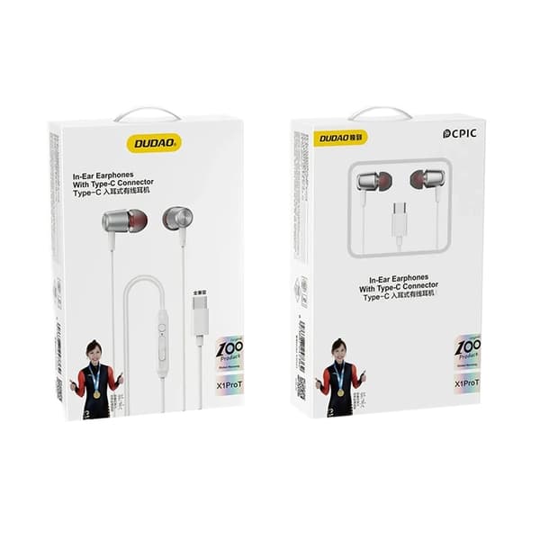 Dudao X1PROT In-Ear Hörlurar Anslutna USB-C Kabel 1.2 m - Vit Vit