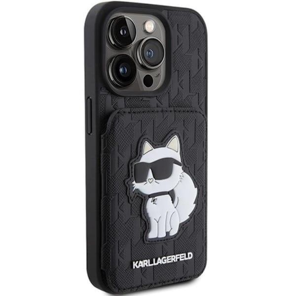 Karl Lagerfeld iPhone 15 Pro Mobilskal Korthållare Choupette Svart