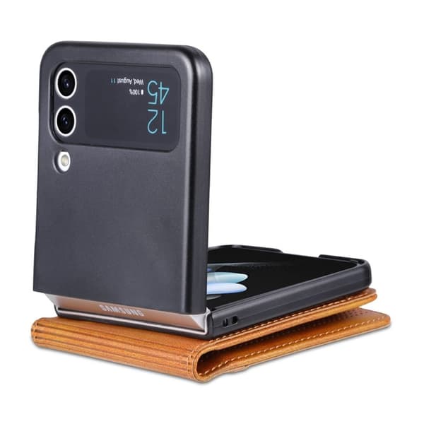 AZNS Samsung Galaxy Z Flip4 Plånboksfodral Konstläder - Brun