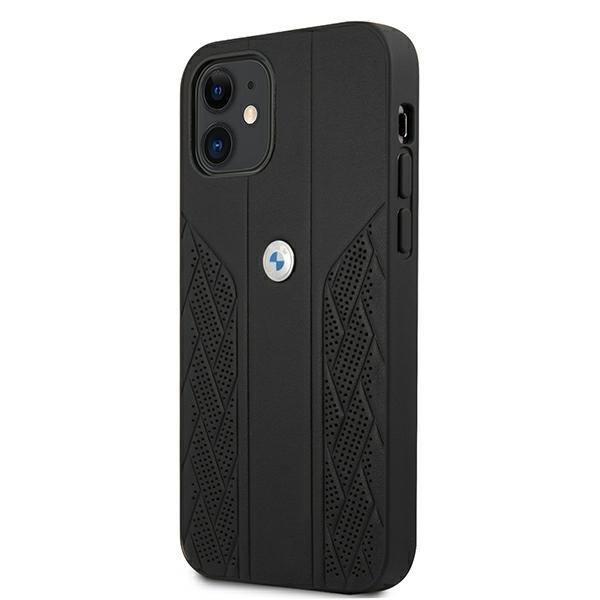 BMW Läder Curve Perforate Skal iPhone 12 mini - Musta Black