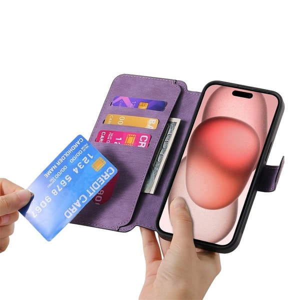 CASENEO iPhone 15 Plus Plånboksfodral Konstläder - Lila