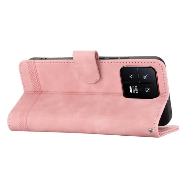 DIERFENG DF-03 Plånboksfodral i Konstläder för Xiaomi 13 5G - Rosa
