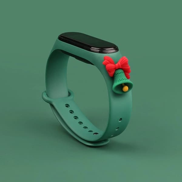 Xiaomi Mi Band 3/4 Silikon Strap Xmas Bell - Mörkgrön Grön