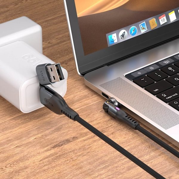 STATIK Kabel PowerPivot Pro Nylon Flettet USB-C Til USB-C Sort 1m