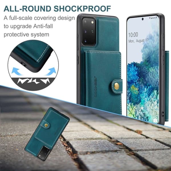 JEEHOOD Samsung Galaxy S20 Plus Konstläder Plånboksfodral 2-i-1 Grön