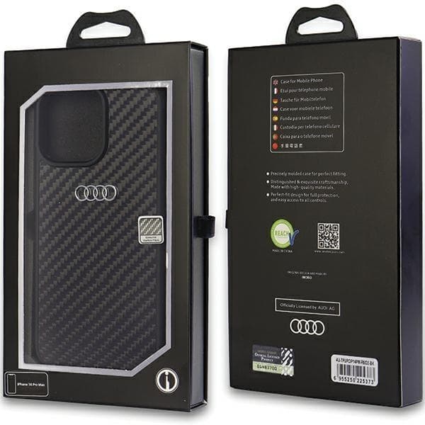 Audi iPhone 14 Pro -puhelinkotelo hiilikuitu - Musta Black