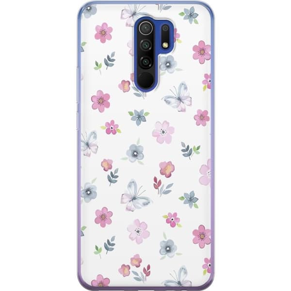 Mobilcover til Xiaomi Redmi 9 med Blomster og sommerfugle