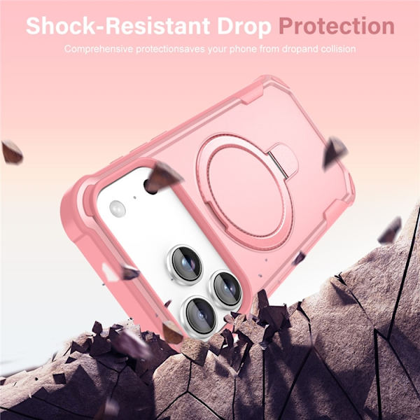 Mobilskal till iPhone 17 Pro Max MagSafe Kickstand Shockproof - Rosa Rosa