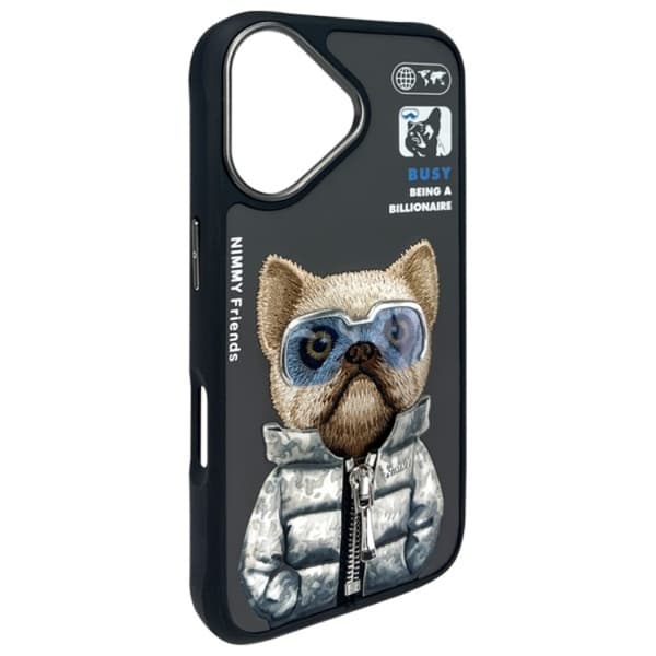 Nimmy Telefontaske til iPhone 16 Cool & Cute 2.0 Dog - Sort Black