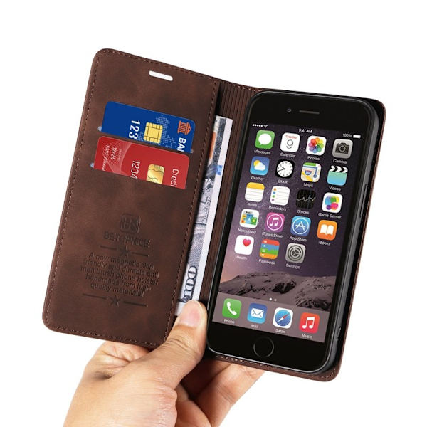 BETOPNICE 003 iPhone 6 Plus/7 Plus/8 Plus Plånboksfodral TPU+PU - Brun