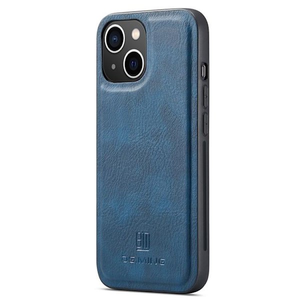 DG.MING iPhone 15 Plus Plånboksfodral Äkta Läder 2in1 - Blå