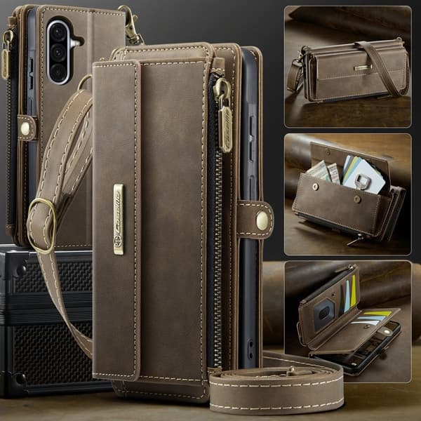 CASEME Konstläder Plånboksfodral för Samsung Galaxy A17 5G/4G - Brun