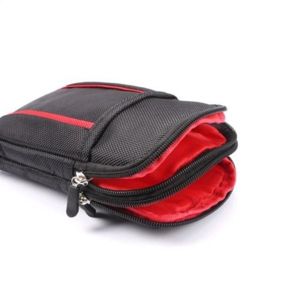 Universal sporty bæltetaske - Sort / Rød Black
