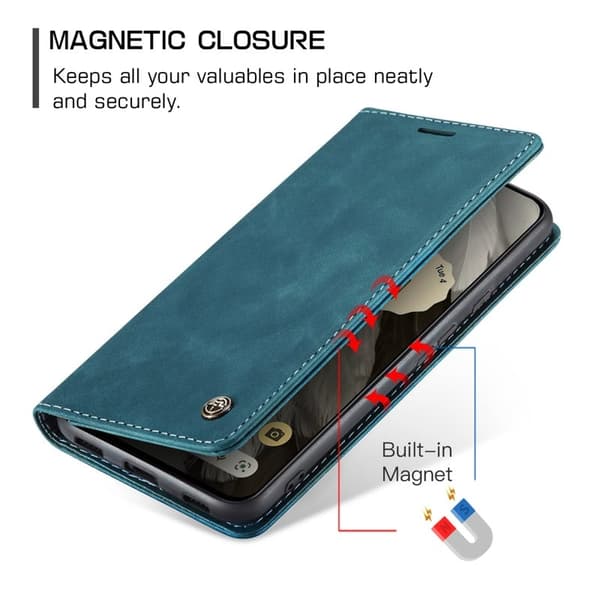 CASEME 013 Mobilskal till Google Pixel 8 Magnetiskt KonstLäder - Blå