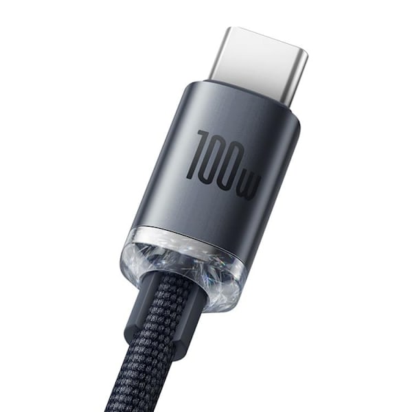 Baseus Crystal USB-C till USB-A kabel 100W 2m - Svart Svart