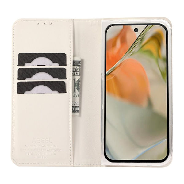 ABEEL Google Pixel 9 Pro Plånboksfodral RFID-Skydd Konstläder Vit