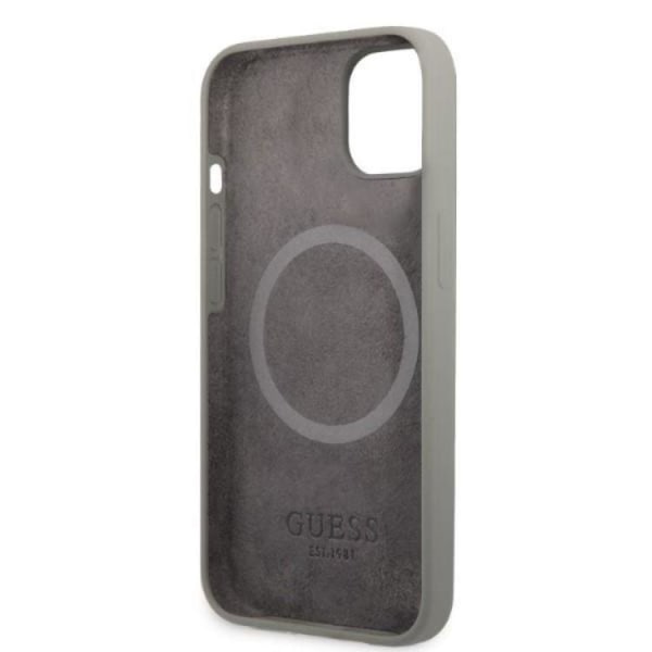 Guess iPhone 13 Case MagSafe silikonilogolevy - harmaa
