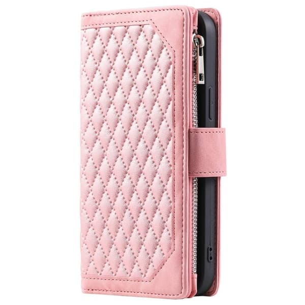 iPhone 14 Pro Max Plånboksfodral Rhombus - Rosa Rosa