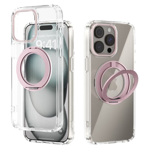 ABEEL Q-LUCK Mobilskal till iPhone 14 Pro Max Shockproof Kickstand Rosa