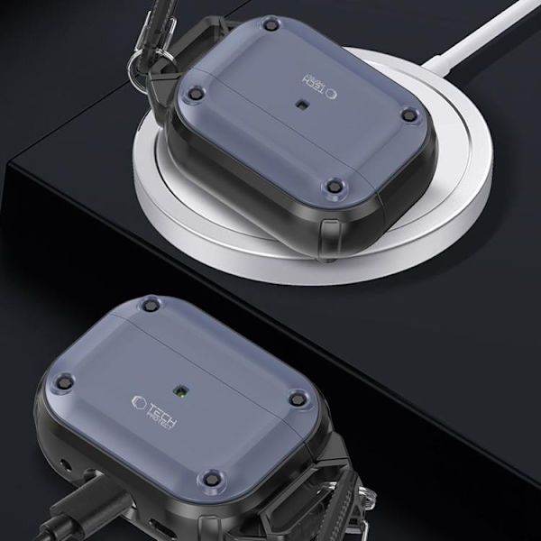 Tech-Protect Apple Airpods Pro 1/2 Skal Rough Hook - Stålblå Blå