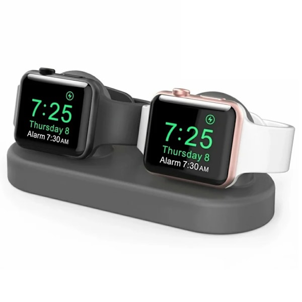 Apple Watch 5/4/3/2/1 Laddningsställ Dual - Grå Grå