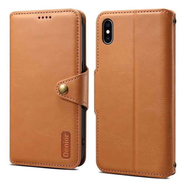 DENIOR iPhone XS Max Plånboksfodral Konstläder Skydd - Khaki