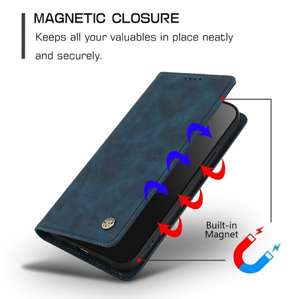 Plånboksfodral för Samsung Galaxy S26 Plus Konstläder RFID - Mörkblå