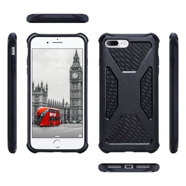2-i-1 iPhone 8 Plus / 7 Plus mobiltaske med bæltehylster - Sort Black
