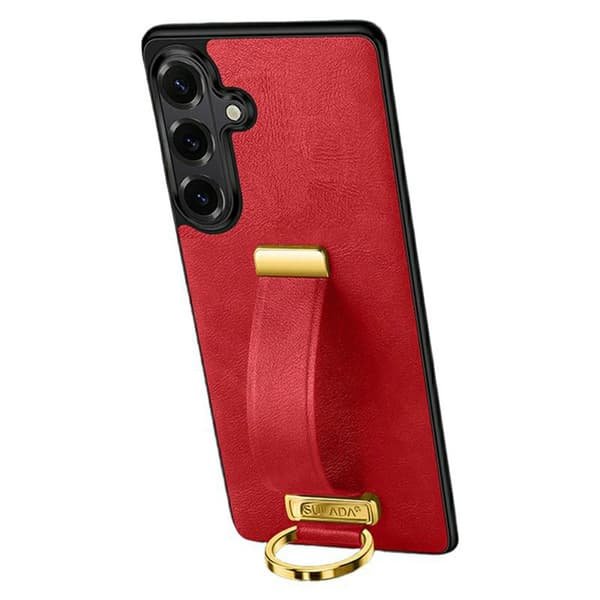 Sulada Mobilskal för Samsung Galaxy S26 Plus Kickstand Konstläder - Röd