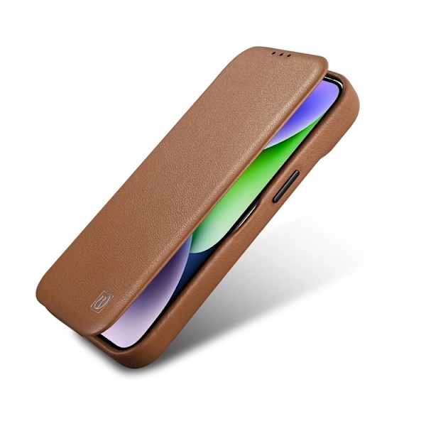 iCarer iPhone 14 Pro Plånboksfodral Magsafe CE Läder - Brun Brun