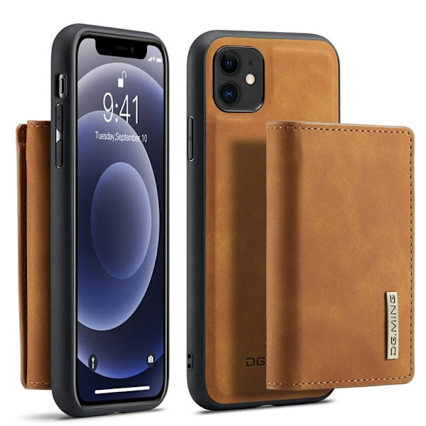 DG.MING M1 Wallet Mobilskal med Kickstand för iPhone 11 - Brun