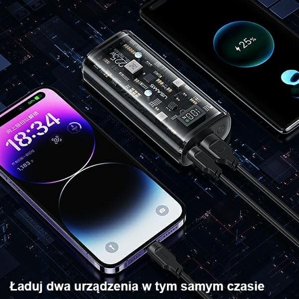 USAMS Strømbank 9000mAh 20W PD QC 3.0 - Sort