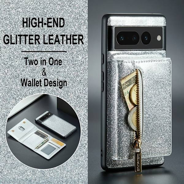 DG.MING M3 Series Konstläder Plånboksfodral för Google Pixel 7 Pro 5G Silver