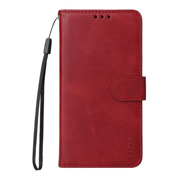 ENKAY Samsung Galaxy S26 Edge Plånboksfodral Konstläder - Röd