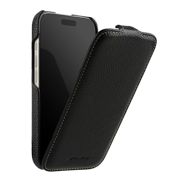 MELKCO Mobilskal till iPhone 17 Pro Max Äkta Läder + PC - Svart