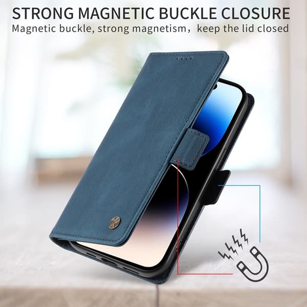 YIKATU OnePlus 15 5G Konstläder Plånboksfodral Skin-touch Feeling Blå
