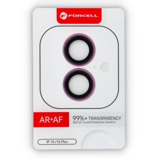 Forcell iPhone 16 /16 Plus Härdat Glas Kameraskydd Premium Rosa