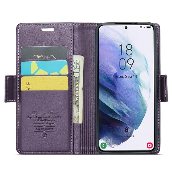 CASEME Plånboksfodral Konstläder för Samsung Galaxy S21+ 5G - Lila