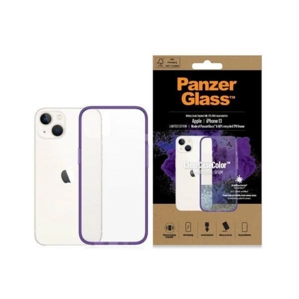 PanzerGlass Mobilskal till iPhone 13/14/15 Antibacterial - Transparent/Lila Transparent