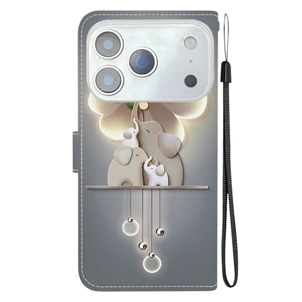 iPhone 17 Pro Max Plånboksfodral Med Lanyard - Three Elephants Grå