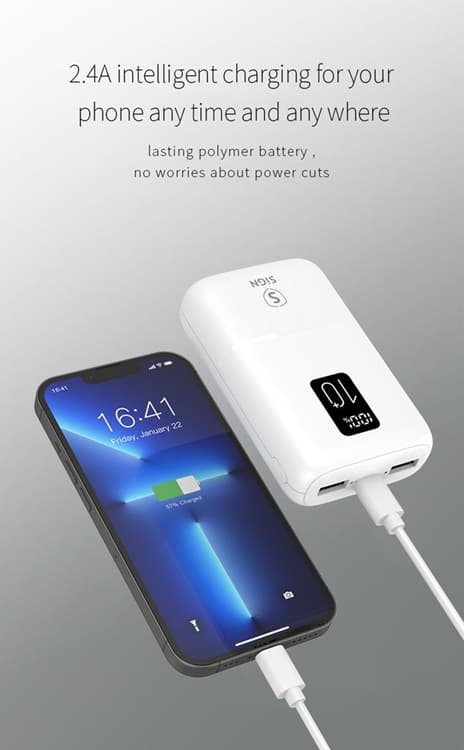 SiGN Mini Q.C Powerbank med Display 10.000mAh - Vit Vit