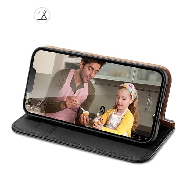 Dux Ducis iPhone 14 Plus Plånboksfodral Äkta Läder Hivo Flip - S Black