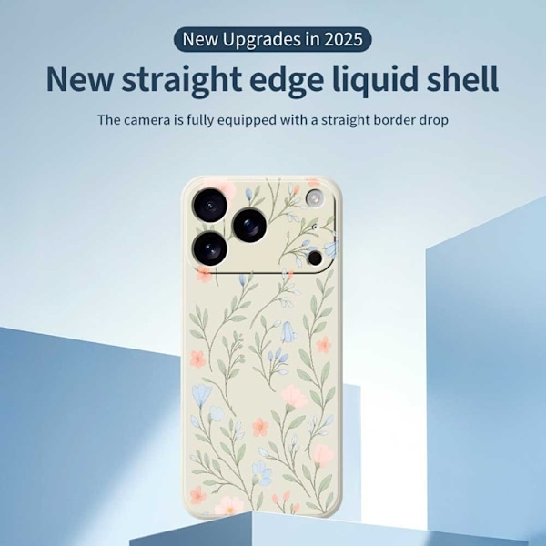 Mobilskal till iPhone 17 Pro Max Rosa Blue Flowers Pattern TPU - Beige Beige