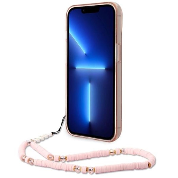 GUESS iPhone 14 Plus Skal Translucent Pearl Strap - Rosa Rosa