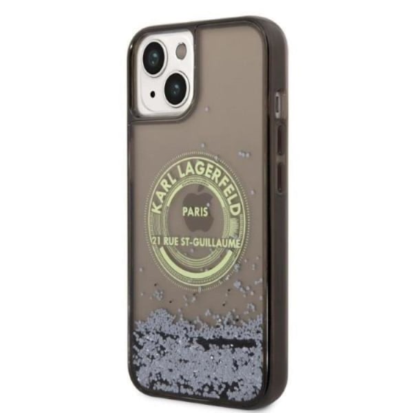 Karl Lagerfeld iPhone 14 Plus Skal Liquid Glitter RSG - Musta