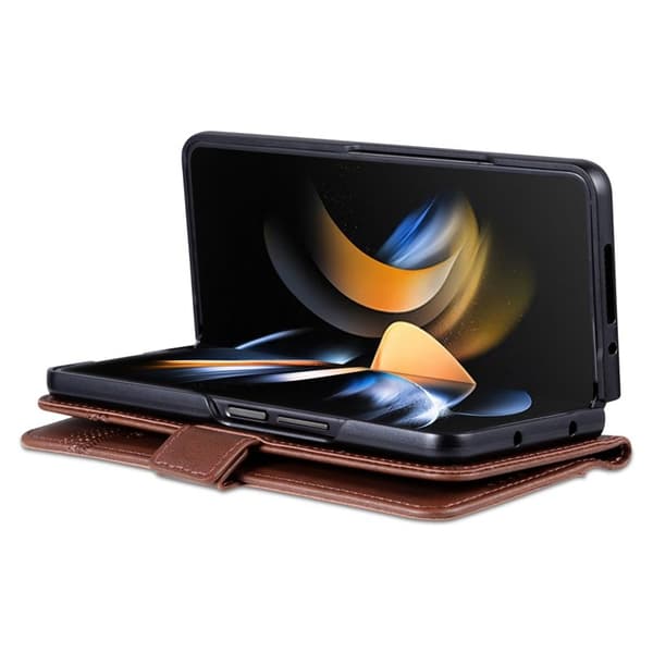 AZNS Samsung Galaxy Z Fold3 5G Plånboksfodral Konstläder - Brun