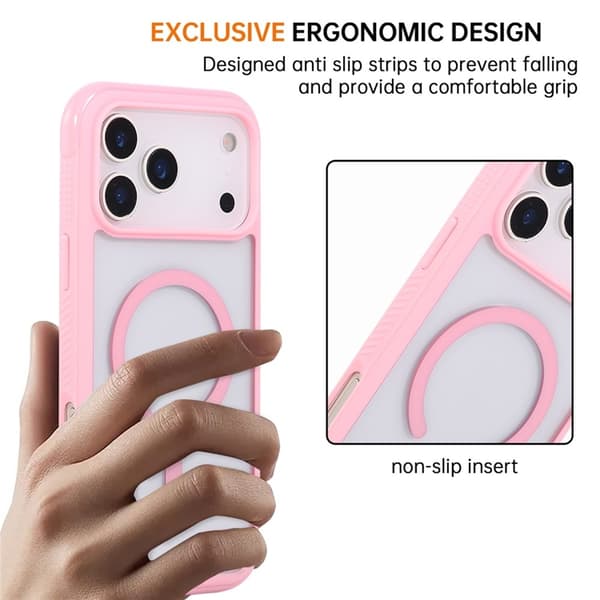 Mobilskal till iPhone 17 Pro Max MagSafe TPU+PC Transparent - Rosa Rosa